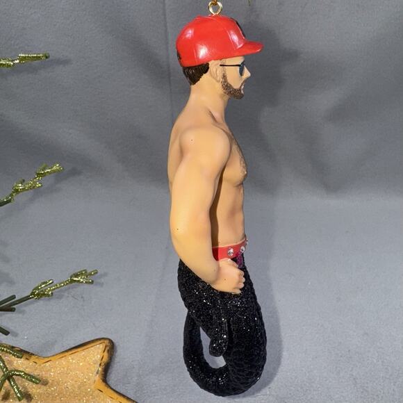 December Diamonds Bear Merman Ornament 2016 Red Cap Black Tail Retired - Picture 15 of 16